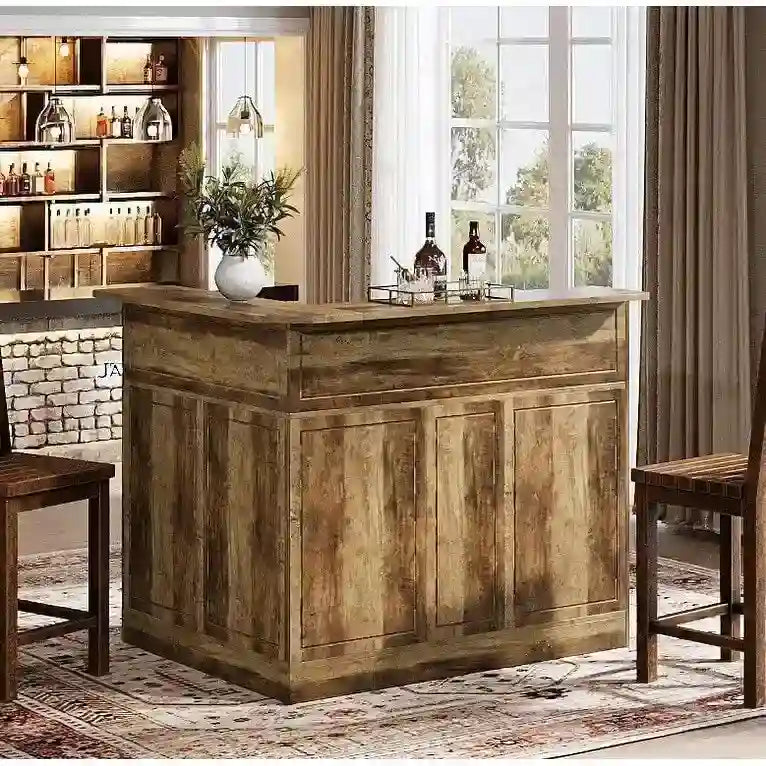Mobile bar a L con portabicchieri da vino per pub domestico