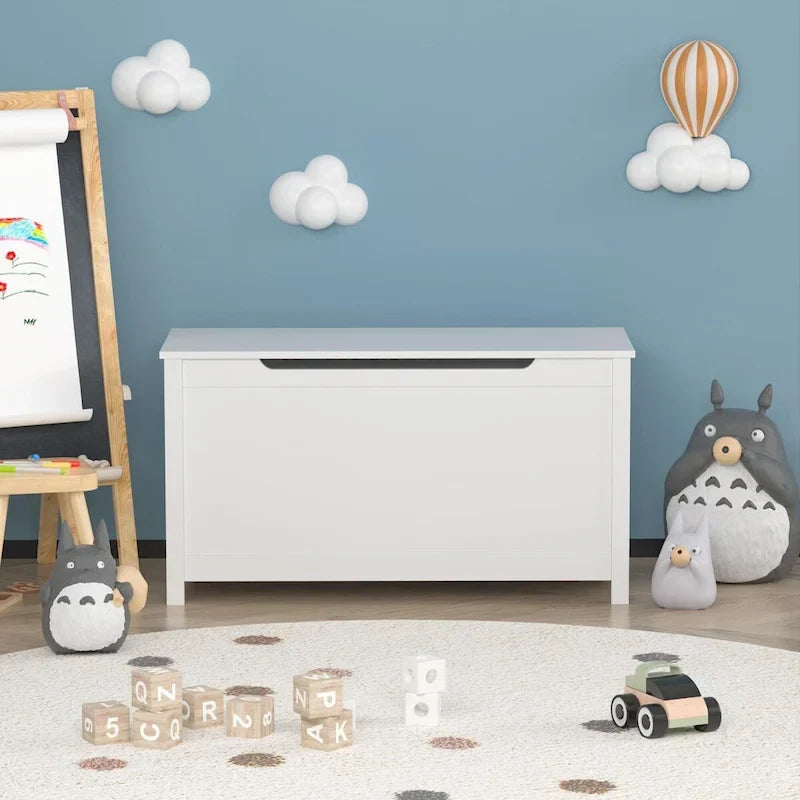 Contenitore portagiochi in legno per bambini con coperchio incernierato di sicurezza, per bambini dai 3 anni in su