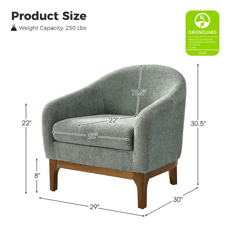 Poltrona a botte Augus Modern Boucle con gambe in legno massello di HULALA HOME