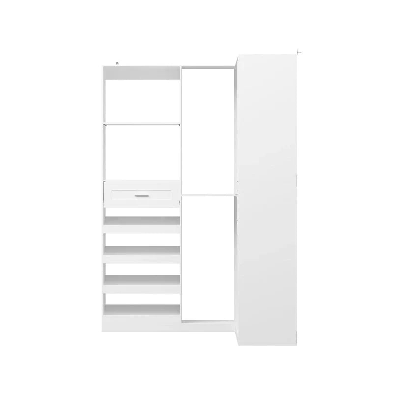 Armadio ad angolo con 2 aste appendiabiti, porta pantaloni e scarpiera, Organizer Armadi