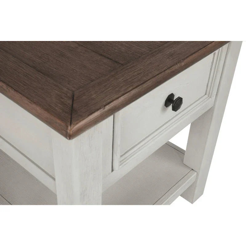 Tavolino occasionale Bolanburg bianco anticato/marrone