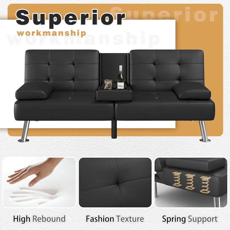 Divano letto futon convertibile Homall con portabicchieri e cuscini