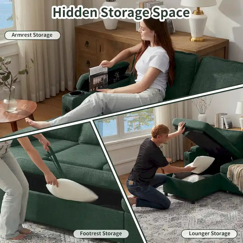Divano letto a L da 80", Divano letto a scomparsa, Divano letto convertibile con penisola reversibile