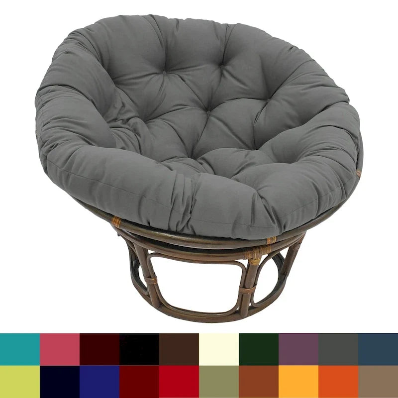 Sedia Papasan in rattan da 42 pollici con cuscino in twill
