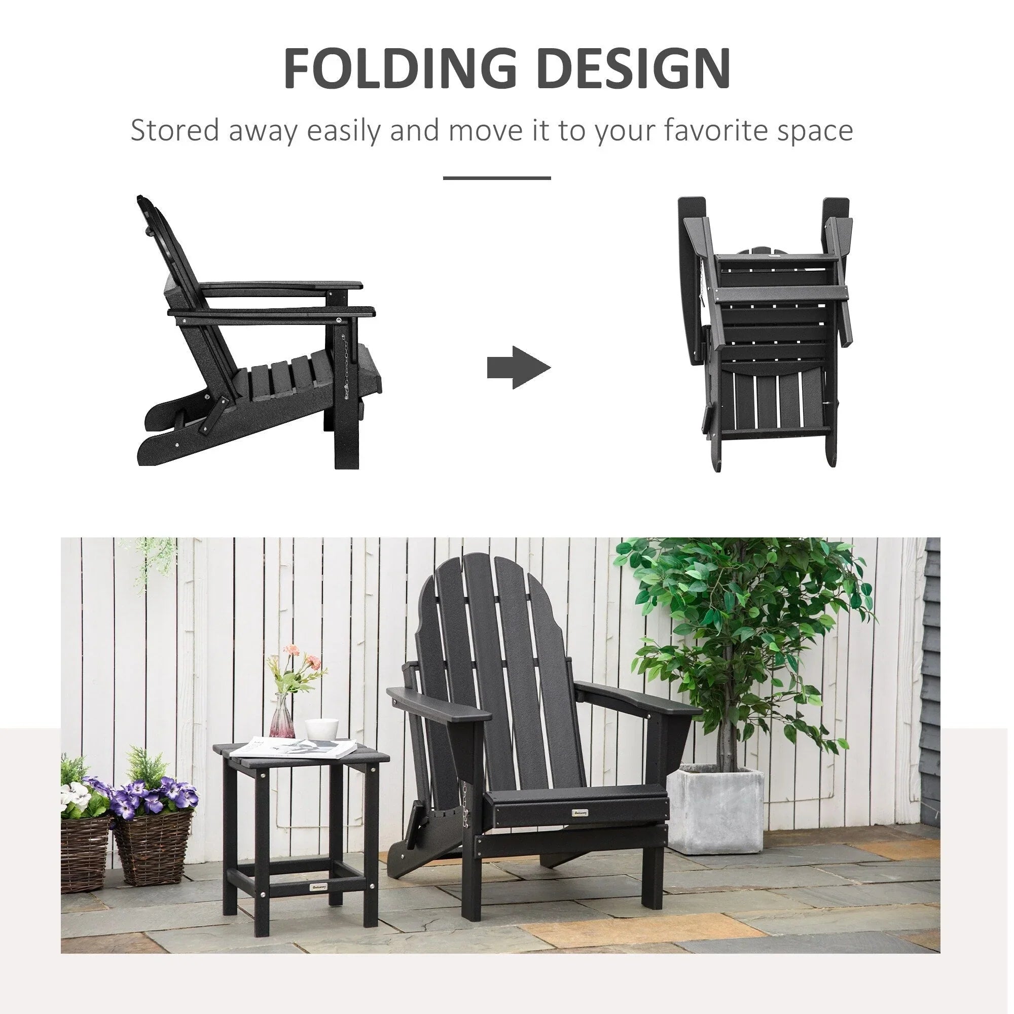 Sedia Adirondack pieghevole, sedie a sdraio in plastica HDPE per esterni per tutte le stagioni, per patio, terrazza e arredi da giardino