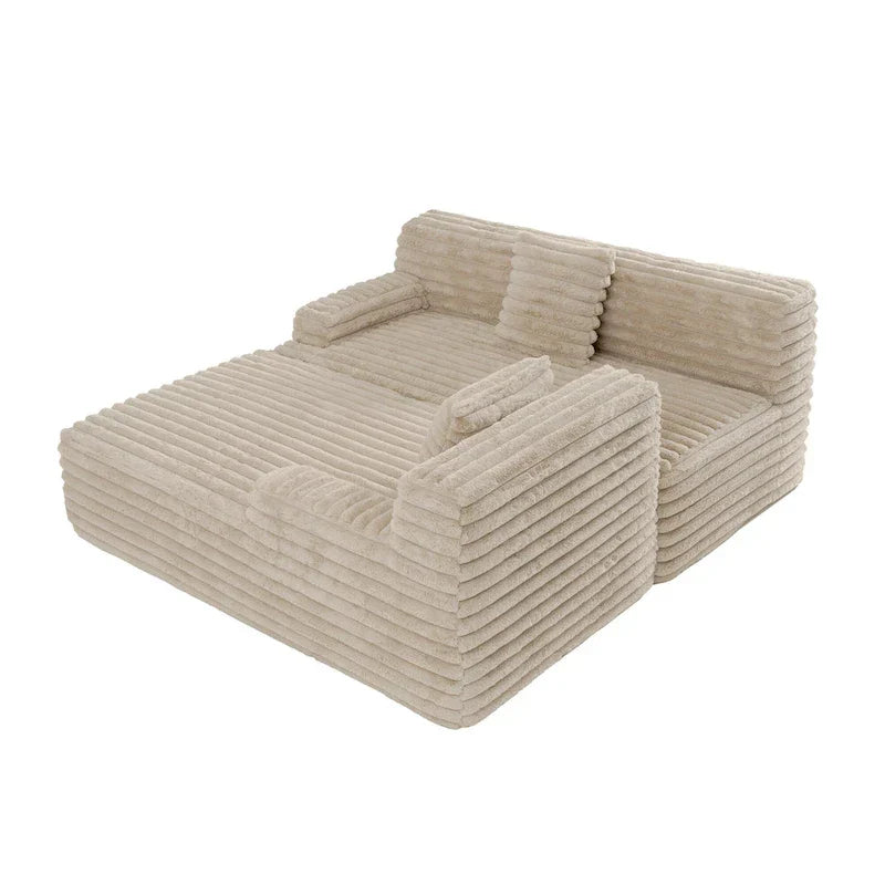 Divano componibile Cloud, divano moderno imbottito con 2 cuscini decorativi, divano combinabile liberamente, divano componibile a L