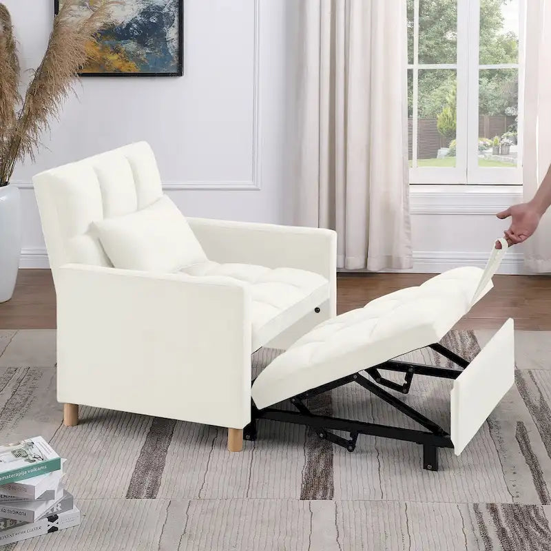 Divano letto 3 in 1 convertibile, poltrona e lettino, nero