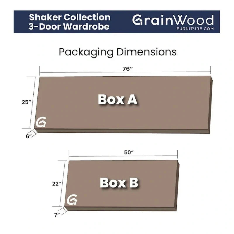Armadio Grain Wood Furniture Shaker Wood a 3 ante - 60x72x22