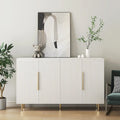 Credenza a buffet con ante decorative scanalate, Credenza in legno con maniglie in metallo, Mobile contenitore con ripiani regolabili