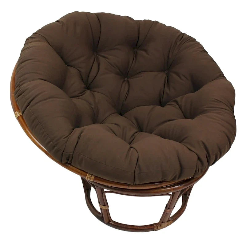 Sedia Papasan in rattan da 42 pollici con cuscino in twill