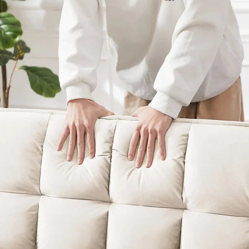 Divano letto 3 in 1 in velluto convertibile con letto estraibile e schienale reclinabile