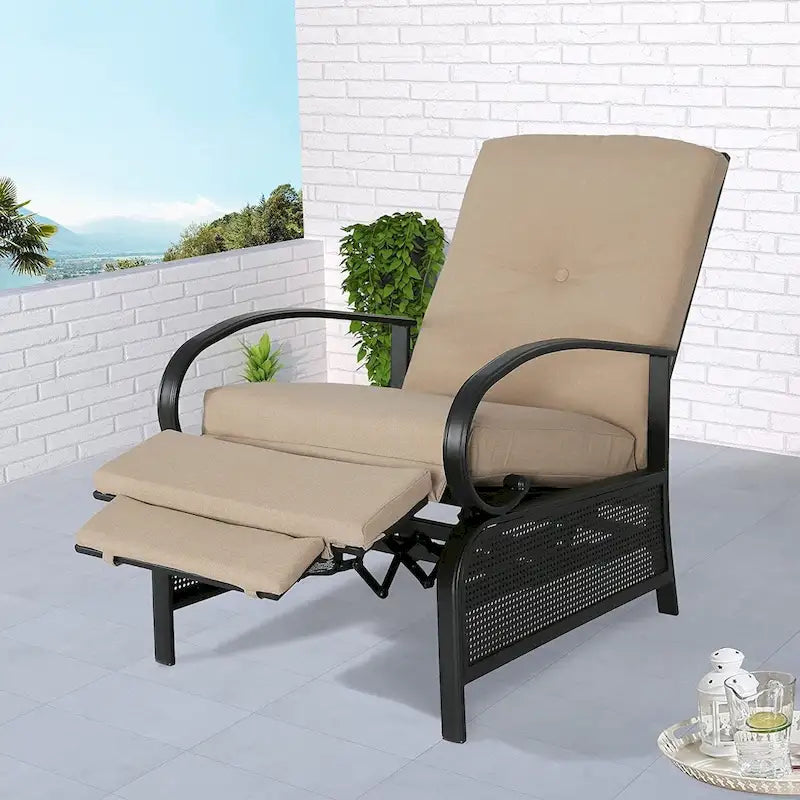 Poltrona Reclinabile Regolabile da Esterno con Cuscino - 38 (P) x 26.5 (L) x 38.5 (A) POLLICI
