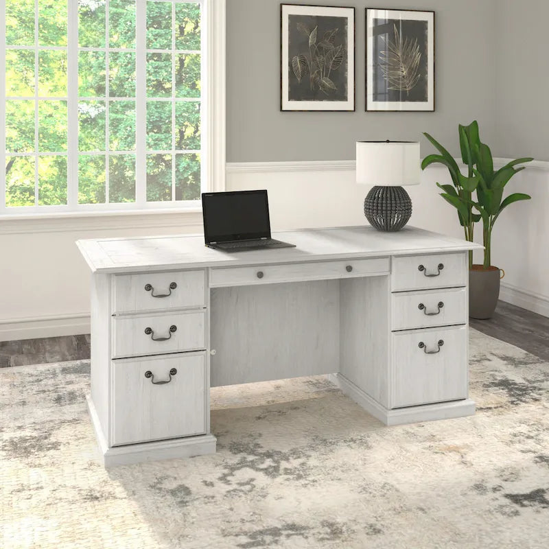 Scrivania Direzionale Bush Furniture Saratoga con Cassetti e Vani Contenitori
