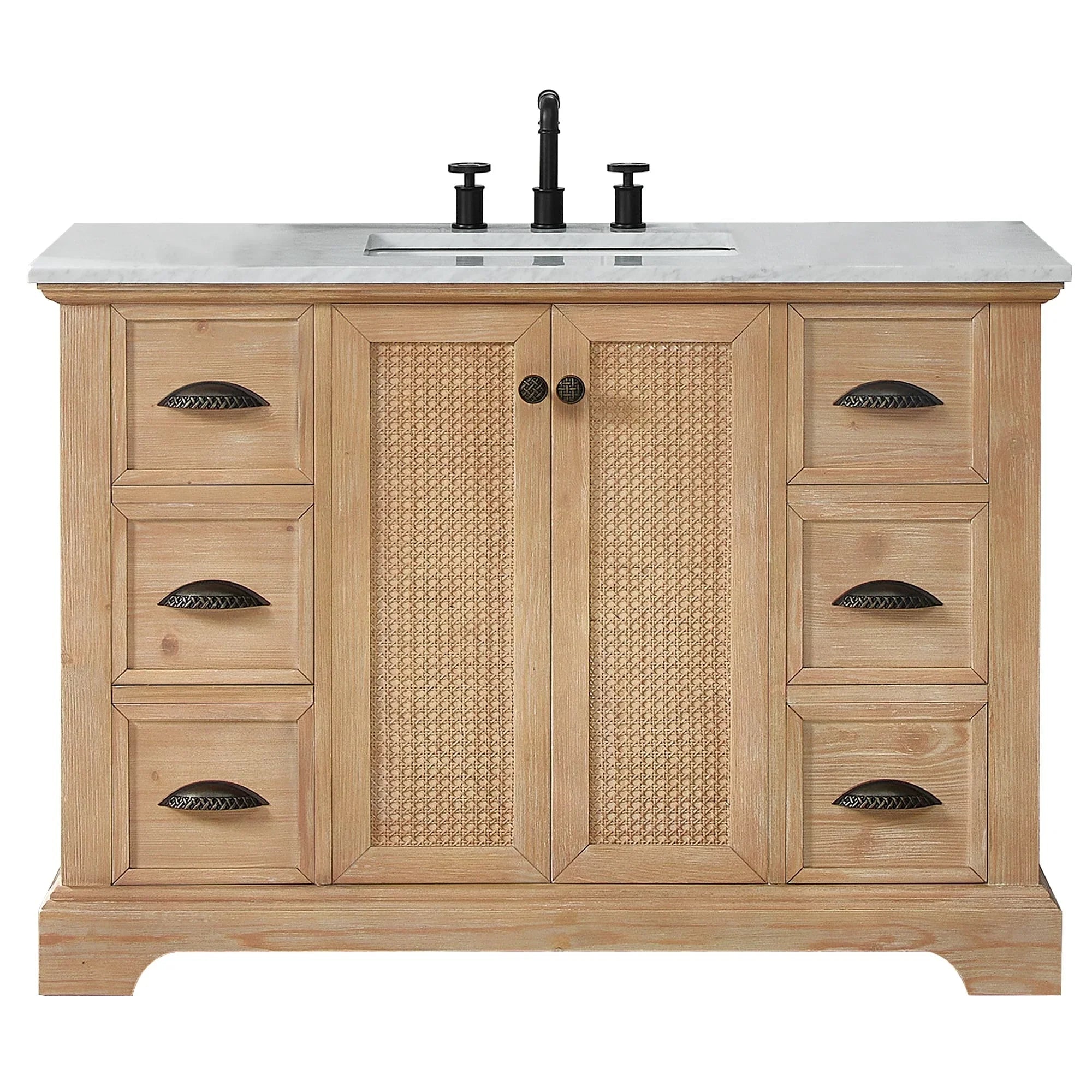 Mobile bagno Hervas con top in marmo naturale senza specchio
