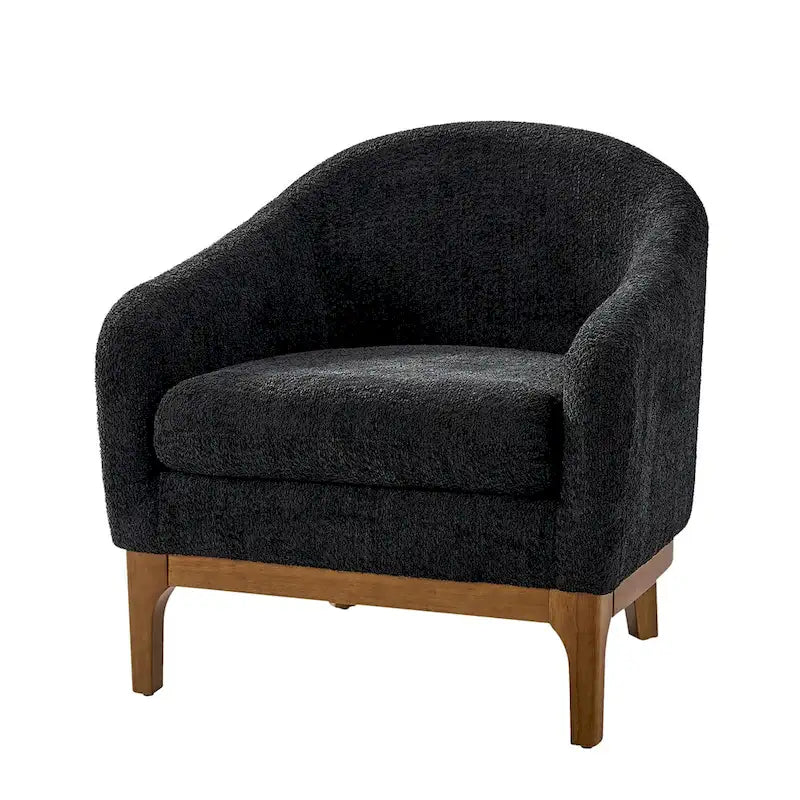Poltrona a botte Augus Modern Boucle con gambe in legno massello di HULALA HOME
