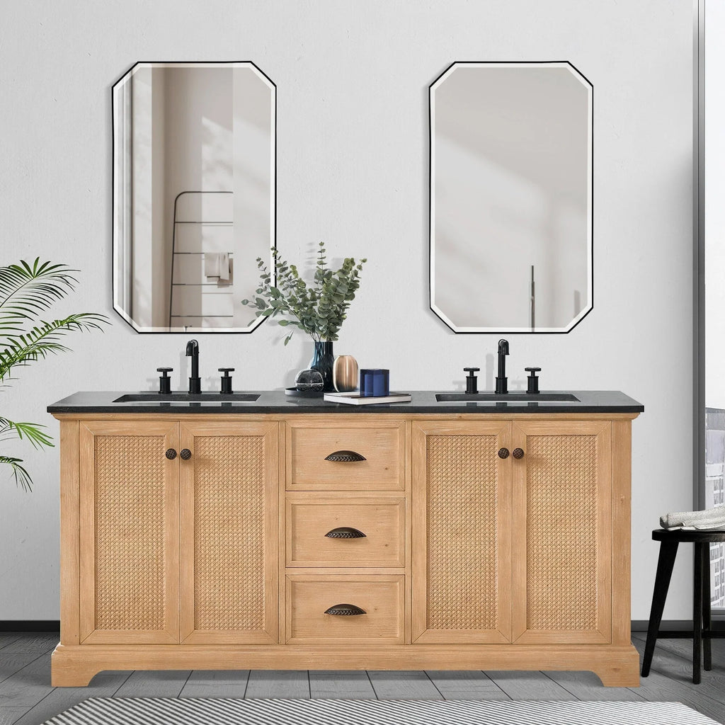Mobile bagno Hervas con top in marmo naturale senza specchio