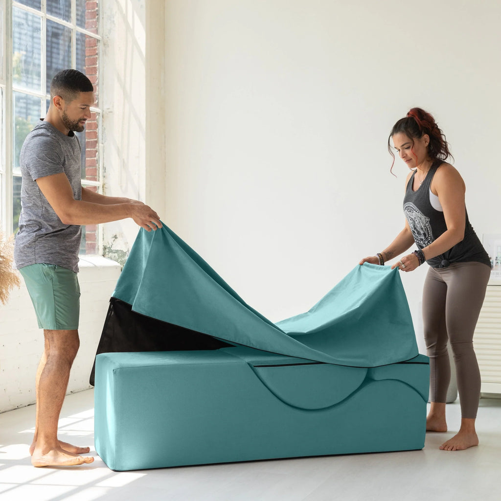 Avana Kami Chaise convertibile / Yoga e Massaggio - Pouf 2 in 1 con sedia a sdraio yoga pieghevole a scomparsa, Microvelvet - N/D