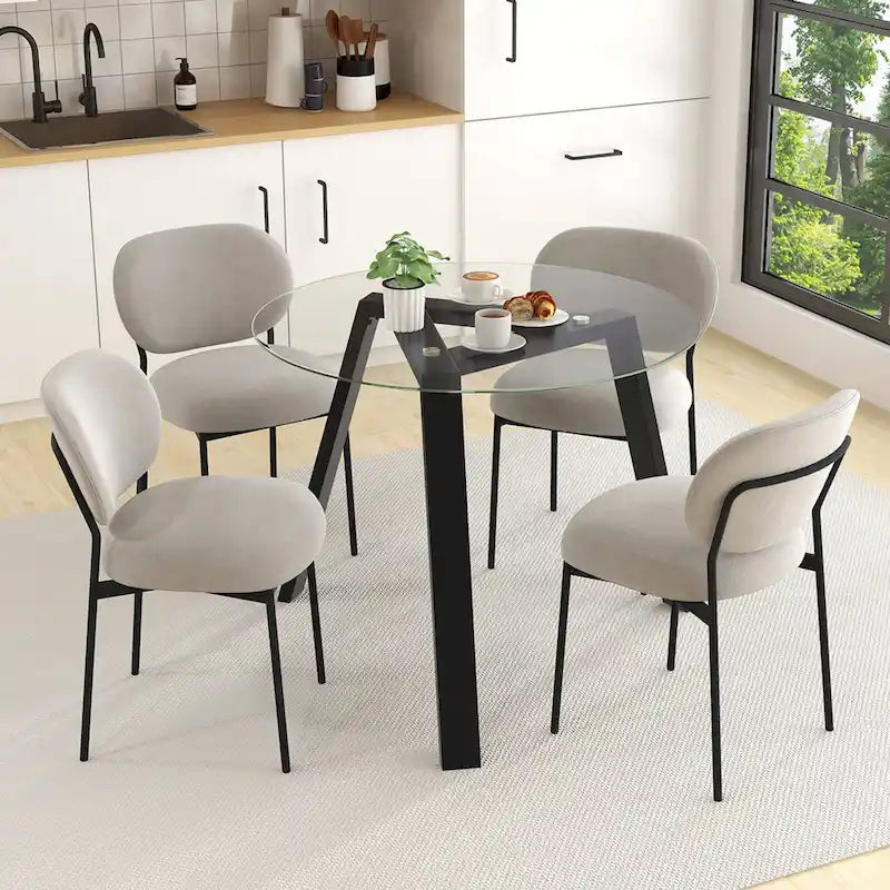 Tavolo da Pranzo Rotondo in Vetro Costway 36 per 4 Persone con Vetro Temperato - Vedi Dettagli