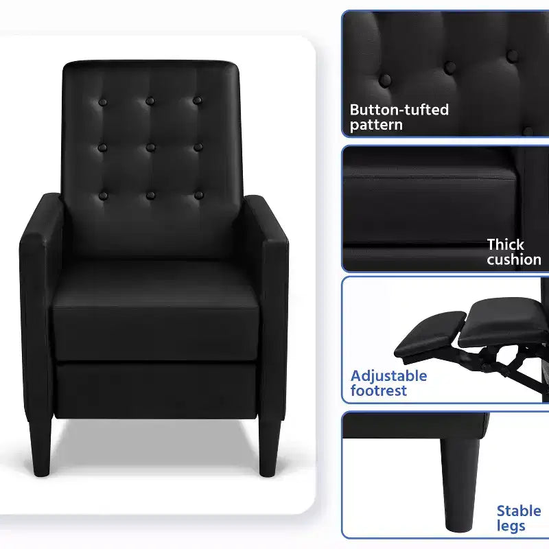 Faux Leather Recliner Sofa with Pocket Spring