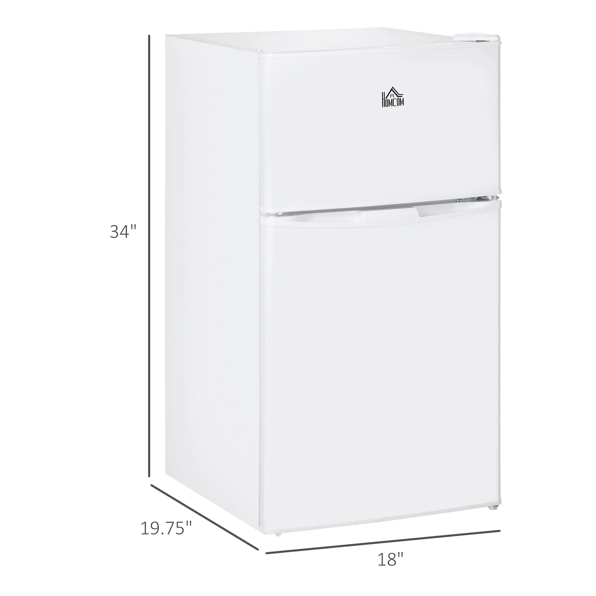 HOMCOM Mini Frigorifero a Doppia Porta con Congelatore, Frigo Compatto da 90 litri con Ripiano Regolabile, Termostato Regolabile