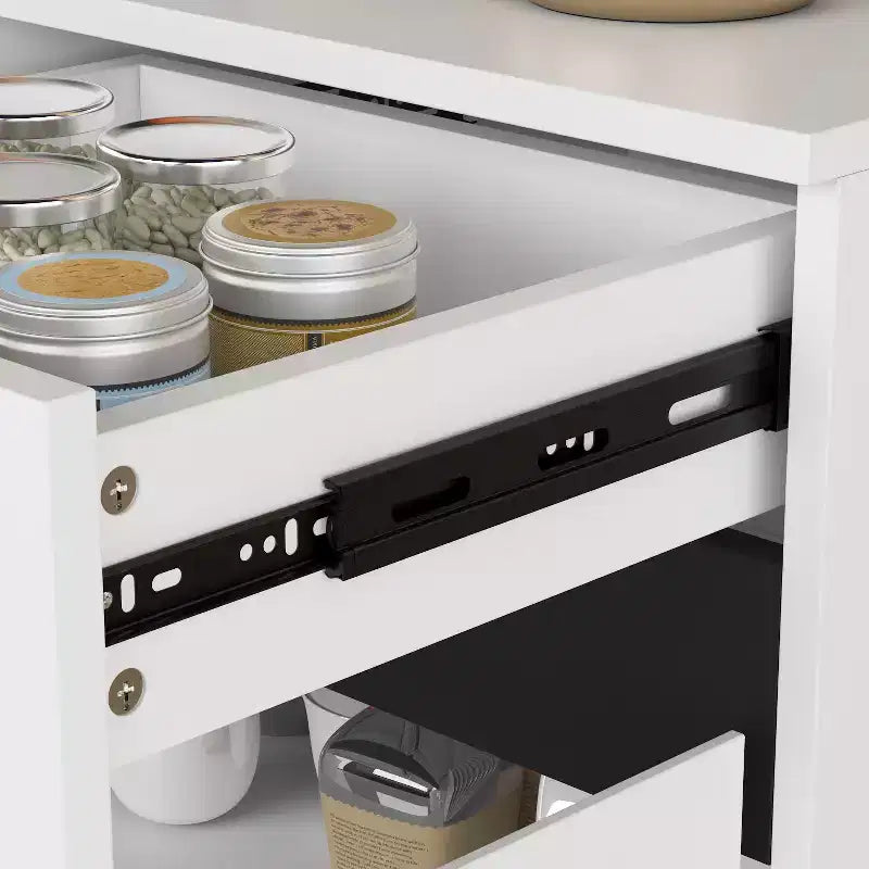Madia Moderna Bianca a 4 Ante con 4 Cassetti Contenitore