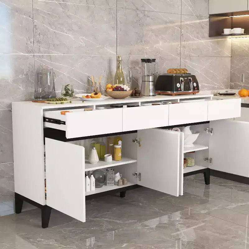 Madia Moderna Bianca a 4 Ante con 4 Cassetti Contenitore