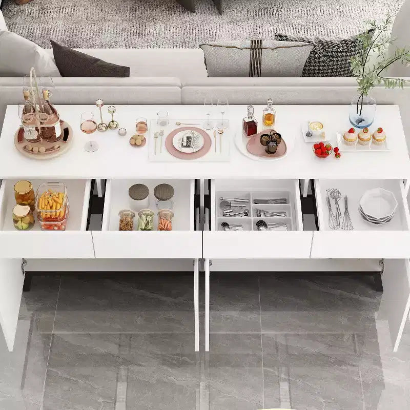 Madia Moderna Bianca a 4 Ante con 4 Cassetti Contenitore