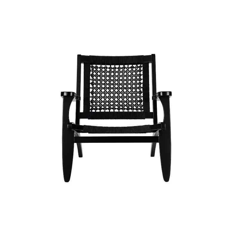 Harrison Hexagon Woven Black Rope Accent Chair