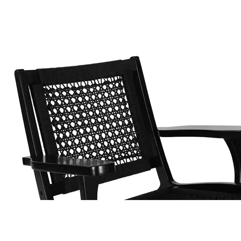 Poltrona d'accento Harrison Hexagon in corda intrecciata nera
