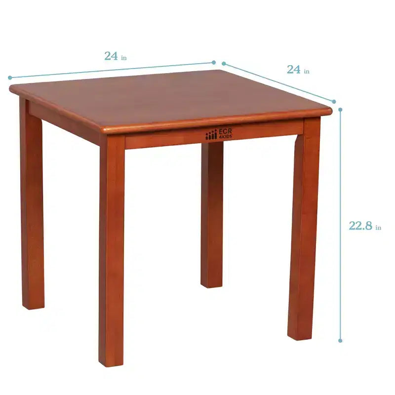 ECR4Kids 24in x 24in Hardwood Table and Two 12in Chairs, 3-Piece
