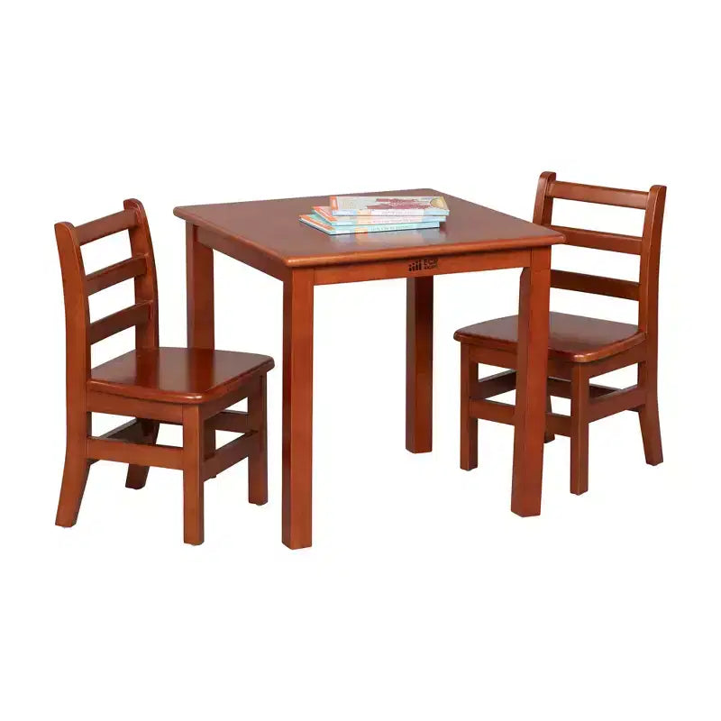 ECR4Kids 24in x 24in Hardwood Table and Two 12in Chairs, 3-Piece