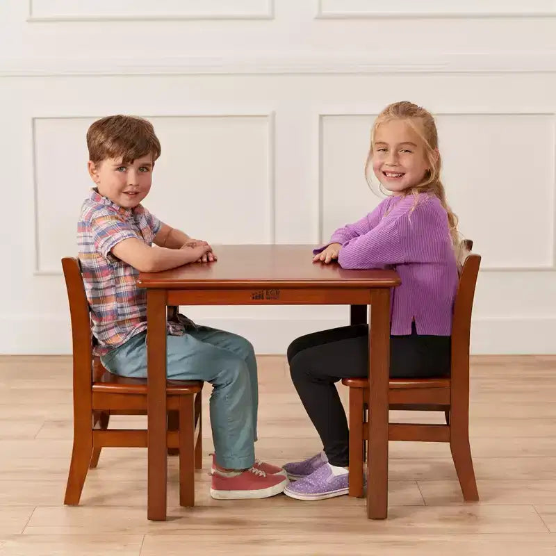 ECR4Kids 24in x 24in Hardwood Table and Two 12in Chairs, 3-Piece
