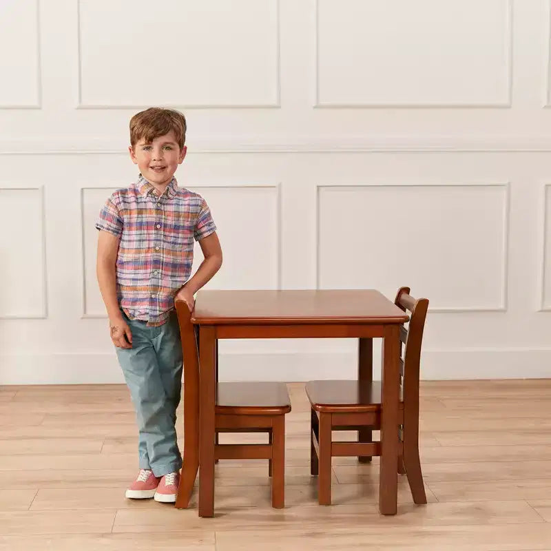 ECR4Kids 24in x 24in Hardwood Table and Two 12in Chairs, 3-Piece