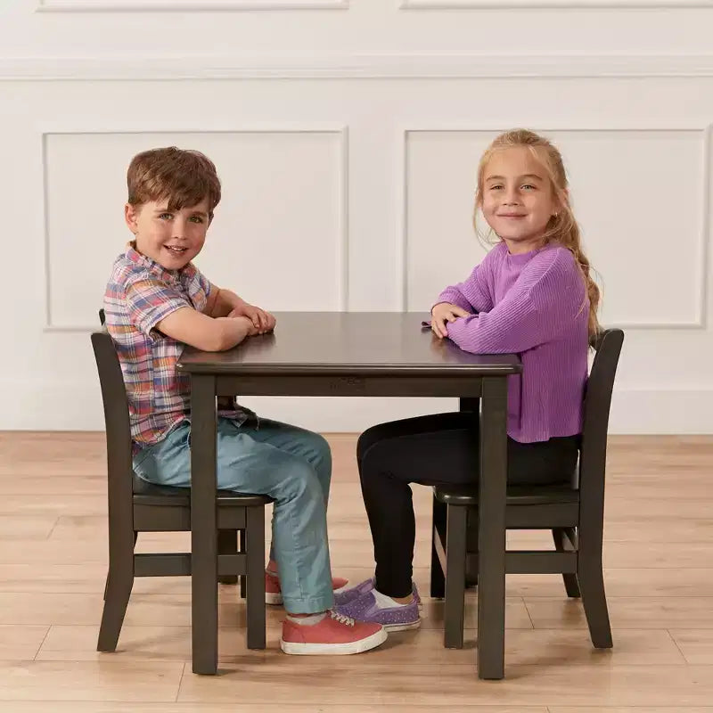 ECR4Kids 24in x 24in Hardwood Table and Two 12in Chairs, 3-Piece