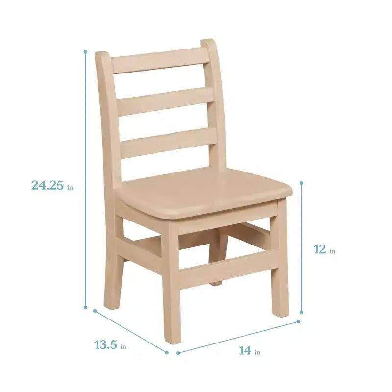 ECR4Kids 24in x 24in Hardwood Table and Two 12in Chairs, 3-Piece