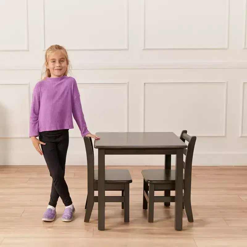 ECR4Kids 24in x 24in Hardwood Table and Two 12in Chairs, 3-Piece