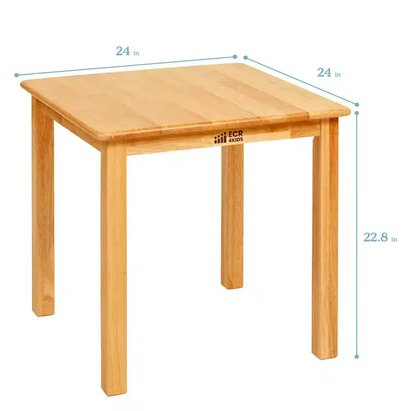 ECR4Kids 24in x 24in Hardwood Table and Two 12in Chairs, 3-Piece
