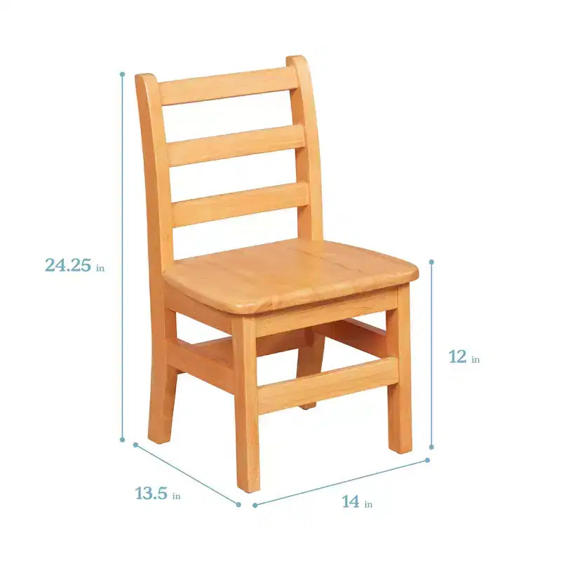 ECR4Kids 24in x 24in Hardwood Table and Two 12in Chairs, 3-Piece