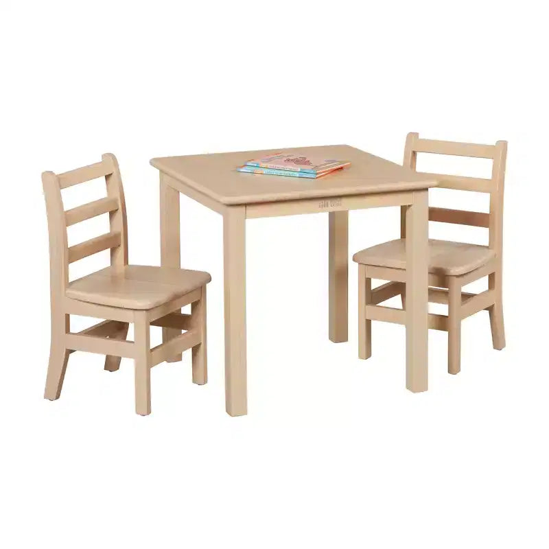 ECR4Kids 24in x 24in Hardwood Table and Two 12in Chairs, 3-Piece