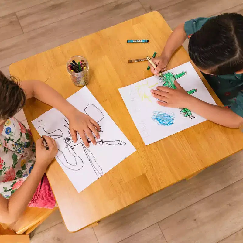 ECR4Kids 24in x 24in Hardwood Table and Two 12in Chairs, 3-Piece