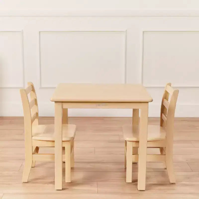 ECR4Kids 24in x 24in Hardwood Table and Two 12in Chairs, 3-Piece