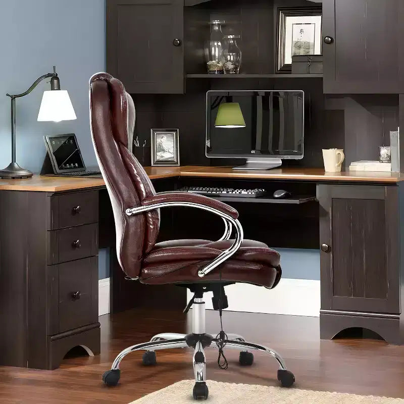 Sedia da ufficio/computer premium con schienale alto, supporto lombare e rivestimento in pelle sintetica