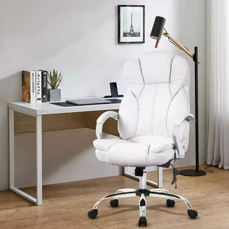 Sedia da ufficio/computer premium con schienale alto, supporto lombare e rivestimento in pelle sintetica