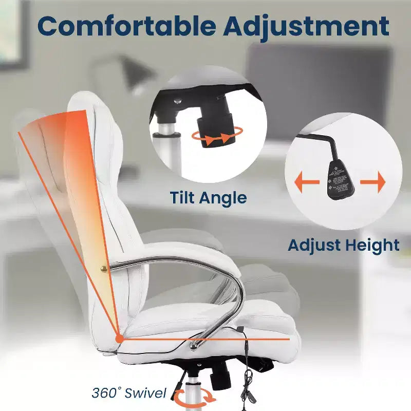 Sedia da ufficio/computer premium con schienale alto, supporto lombare e rivestimento in pelle sintetica