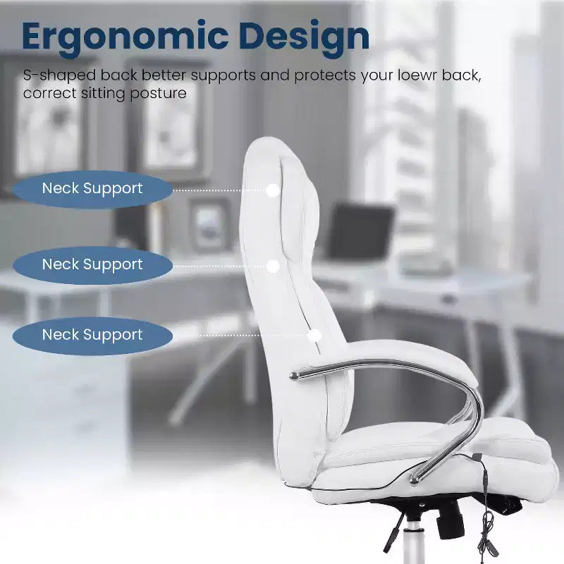Sedia da ufficio/computer premium con schienale alto, supporto lombare e rivestimento in pelle sintetica