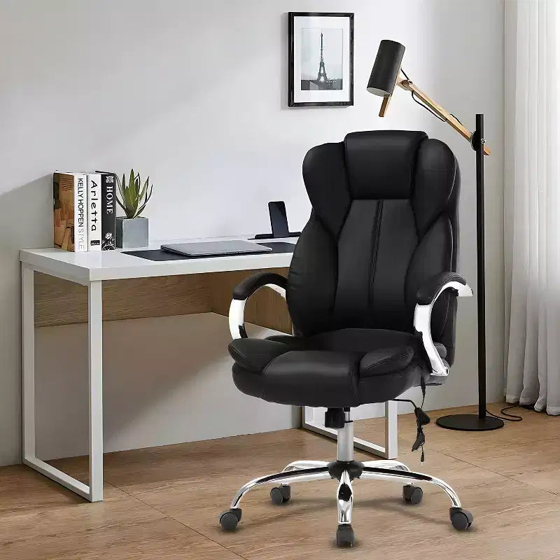 Sedia da ufficio/computer premium con schienale alto, supporto lombare e rivestimento in pelle sintetica