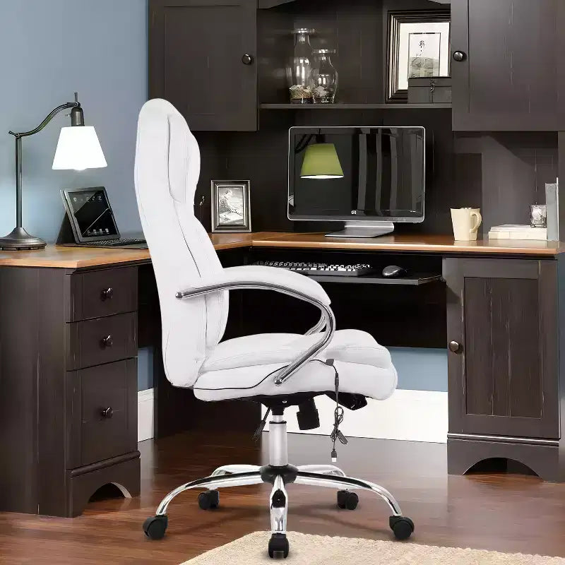 Sedia da ufficio/computer premium con schienale alto, supporto lombare e rivestimento in pelle sintetica