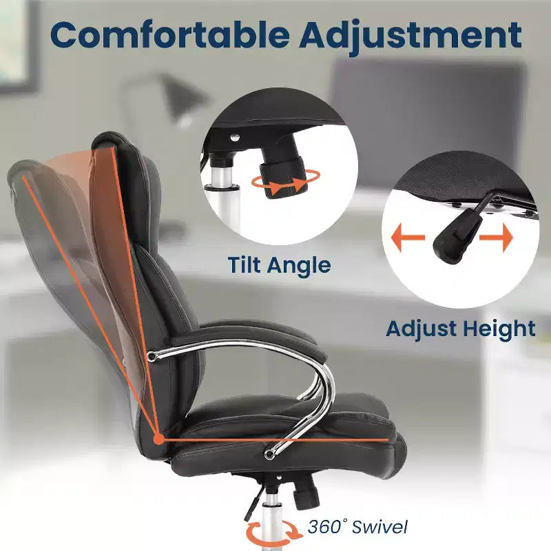 Premium Office Chair Computer Chair with High Back Lumbar Support and PU Leather Upholstery