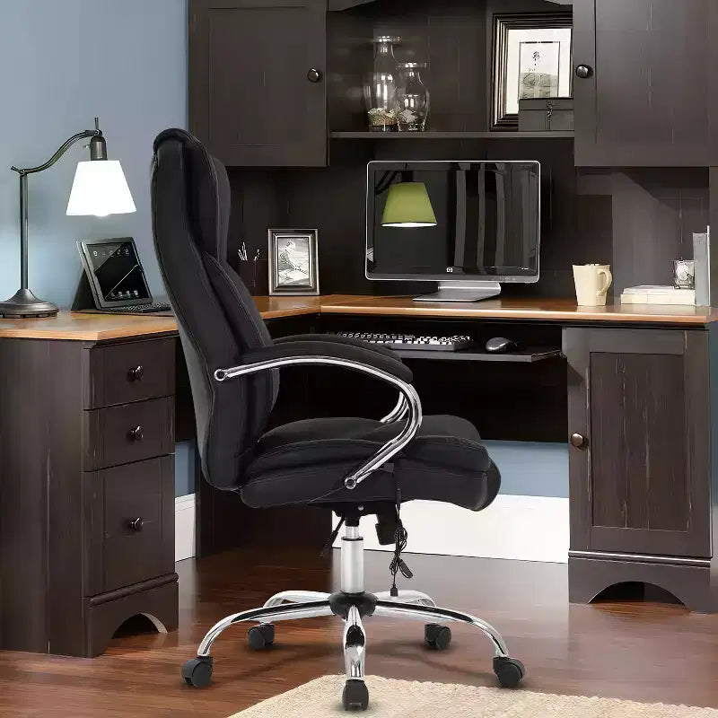 Sedia da ufficio/computer premium con schienale alto, supporto lombare e rivestimento in pelle sintetica