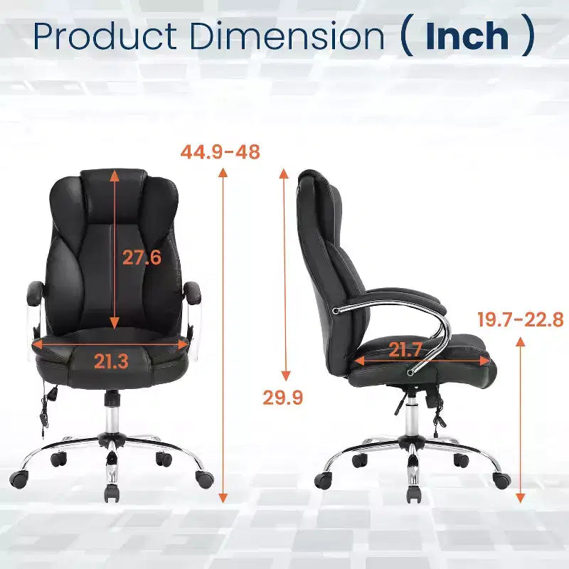 Sedia da ufficio/computer premium con schienale alto, supporto lombare e rivestimento in pelle sintetica